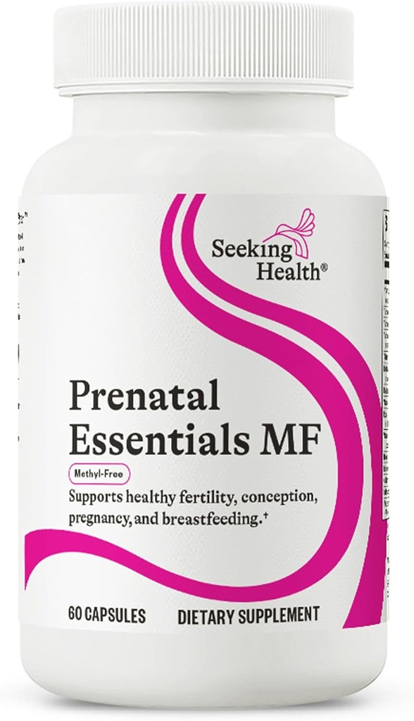 Búsqueda de Esenciales Prenatales MF - Desarrollo del cerebro y soporte de metilación - Capsulas Vegetarianas libres de metil con selenio, vitamina B6, zinc y vitamina B12-60 cápsulas