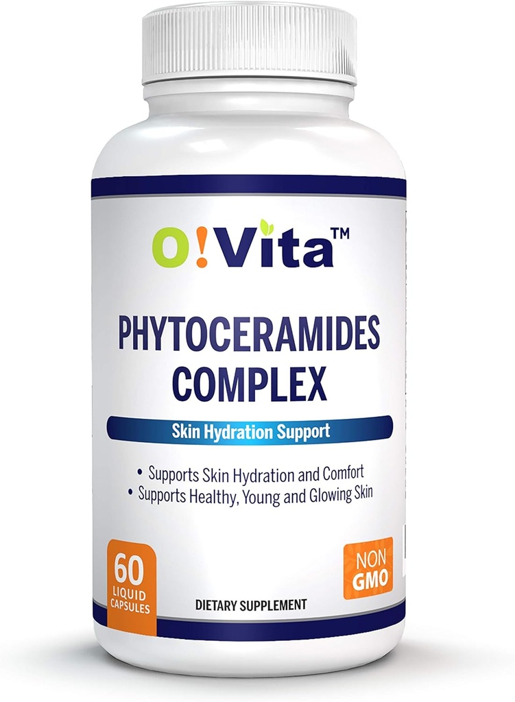 Complejo de Fitoceramides, Reparación y Rejuvenecimiento de la Piel, Apoyo Anti-Envejecimiento, Ceramidas Dirigidas por plantas, con Vitaminas C, B-6 y B-12, Suministro de 2 meses (60 cápsulas líquidas no GMO)