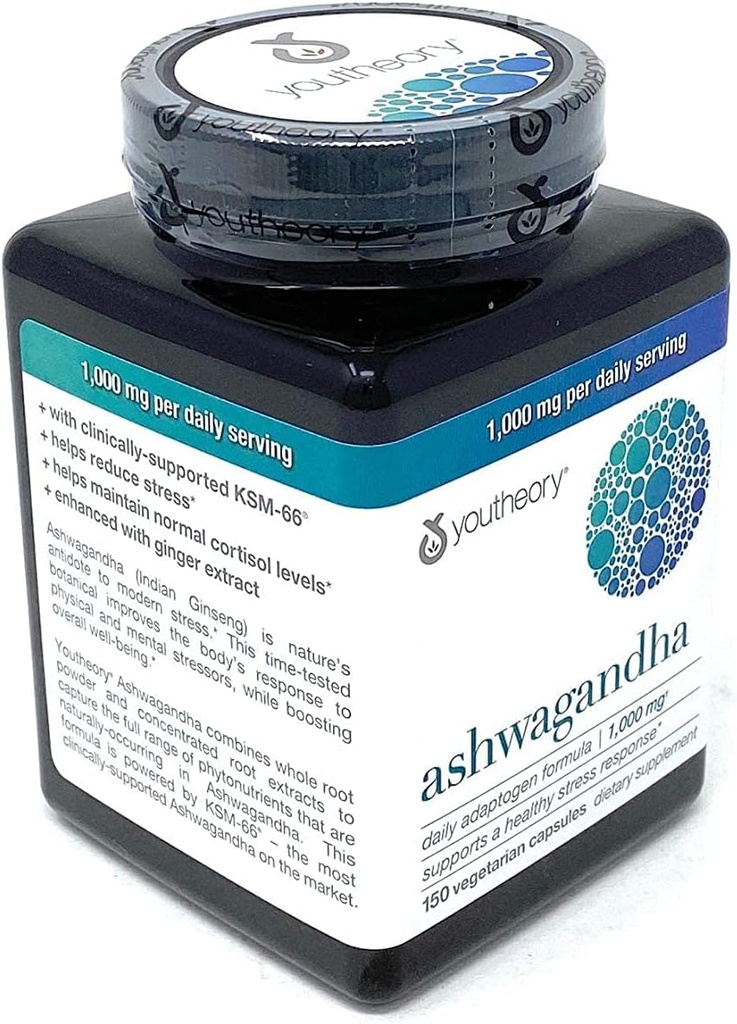 Organic KSM-66 Ashwagandha Vegetarian Suplementos 150 cápsulas, 1000 mg por servicio diario,Ayuda a apoyar una respuesta saludable al estrés