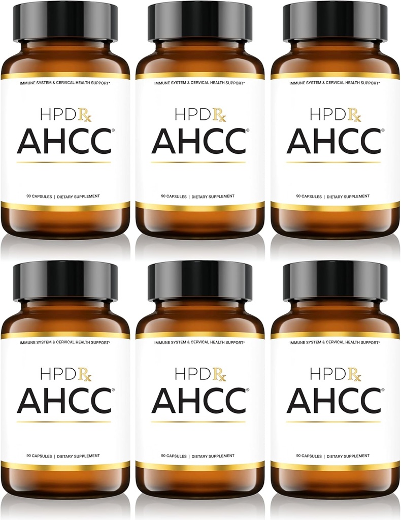 HPD Rx Premium AHCC & Shiitake Mushroom 1100 mg por Suplemento de Servición, Booster de Inmunidad Natural, Mantiene la actividad de células asesinas naturales latitud AHCC es Provenido en 30+ Estudios Ø 180-Day Supply, 6-Pack