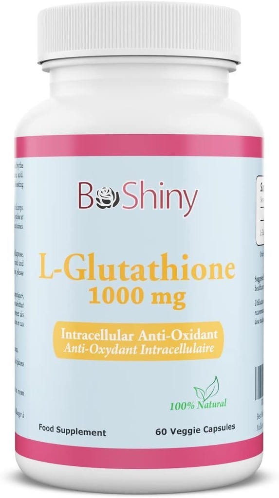 L Glutathione Skin Lightening Brightening Pills 1000 mg Antioxidante Envejecimiento para apoyar la salud del hígado " Detox Ayuda Inmune " Función cerebral Reducir los daños radicales veganos 60 cápsulas