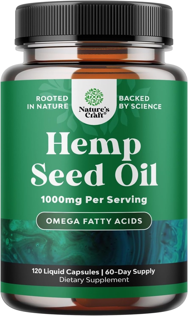 Alta Absorción cáscaras de aceite de cáñamo - Vegan Omega 3 6 9 Suplemento con ácidos grasos esenciales para el soporte conjunto Relajando la salud de la mezcla y la piel - Halal no GMO 1000mg por servir cáscaras de aceite de semilla de cáñamo