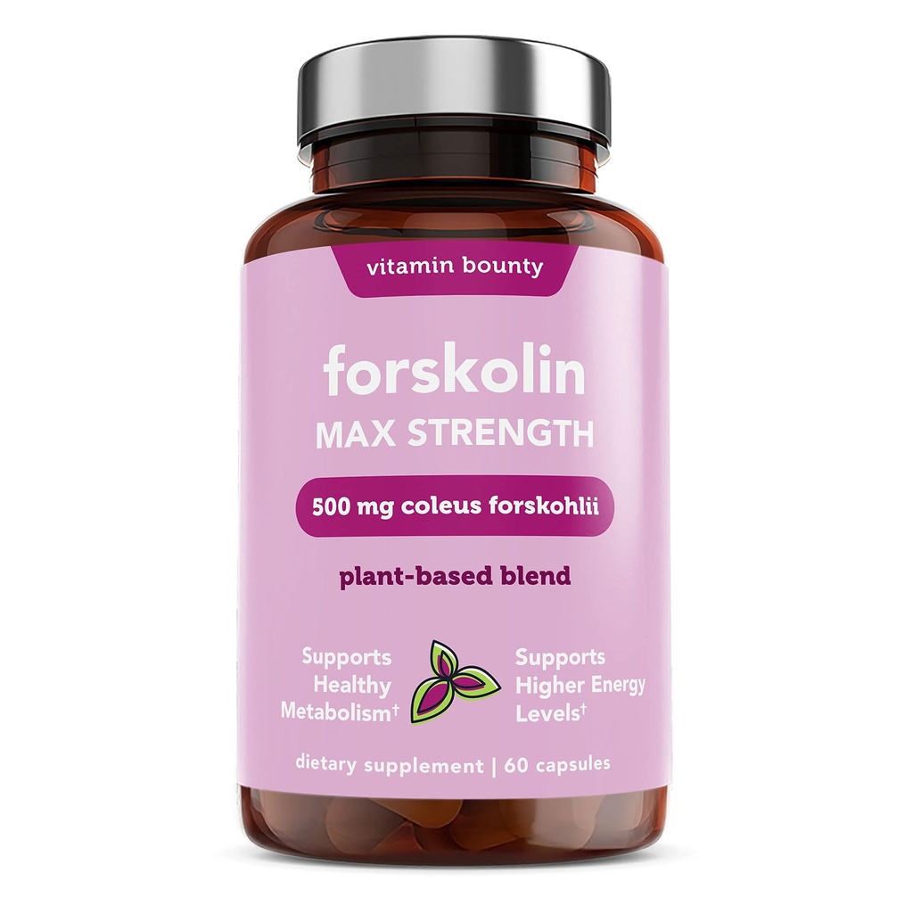 Vitamina Bounty Forskolin Fuerza máxima para la pérdida de peso - Natural Coleus Forskohlii Extracto Suplemento - 20% Standardizado Forskolin Powder - Apoyo para la gestión de peso - 60 cápsulas