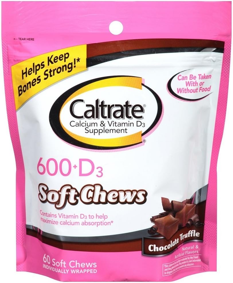 Caltrato 600+D Soft Chews, Chocolate Truffle, 60 Cuenta (2 Pack)