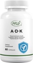 HUJ ADK Suplemento, 60 cápsulas, calcio, vitaminas A, D3, K2 (MK-7)