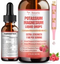 Suplemento de magnesio de potasio gotas líquidas - Suplemento de Potasio de alta absorción con Magnesio, Calcio, Vitamina D3 K2, Vegan, Potasio no GMO Potasio de apoyo de las piernas, Hueso, Musculo - 2 Fl oz