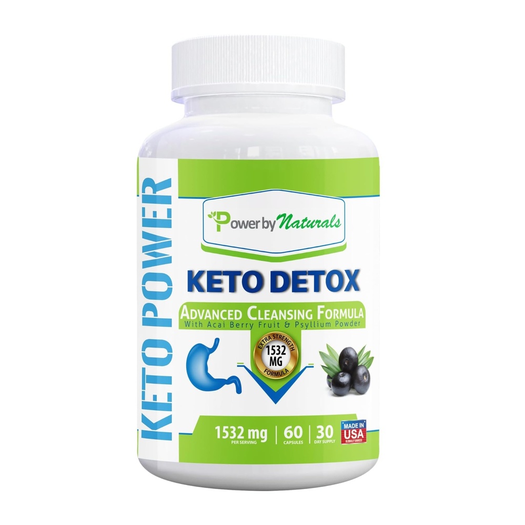 Power by Naturals Keto Detox &amp; Support – Herbal Blend for Energy " Digestive Balance – 60 cápsulas