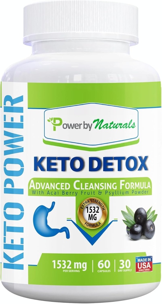Power by Naturals Keto Detox &amp; Support – Herbal Blend for Energy " Digestive Balance – 60 cápsulas