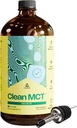 Nivel Up Clean MCT Petróleo - 100% C8 caprílico para Energía, Foco, Salud Gut, Supercombustible cerebral - Suplemento Keto para Café Ketogénico y Cetonas - No GMO (32 oz botella de vidrio)