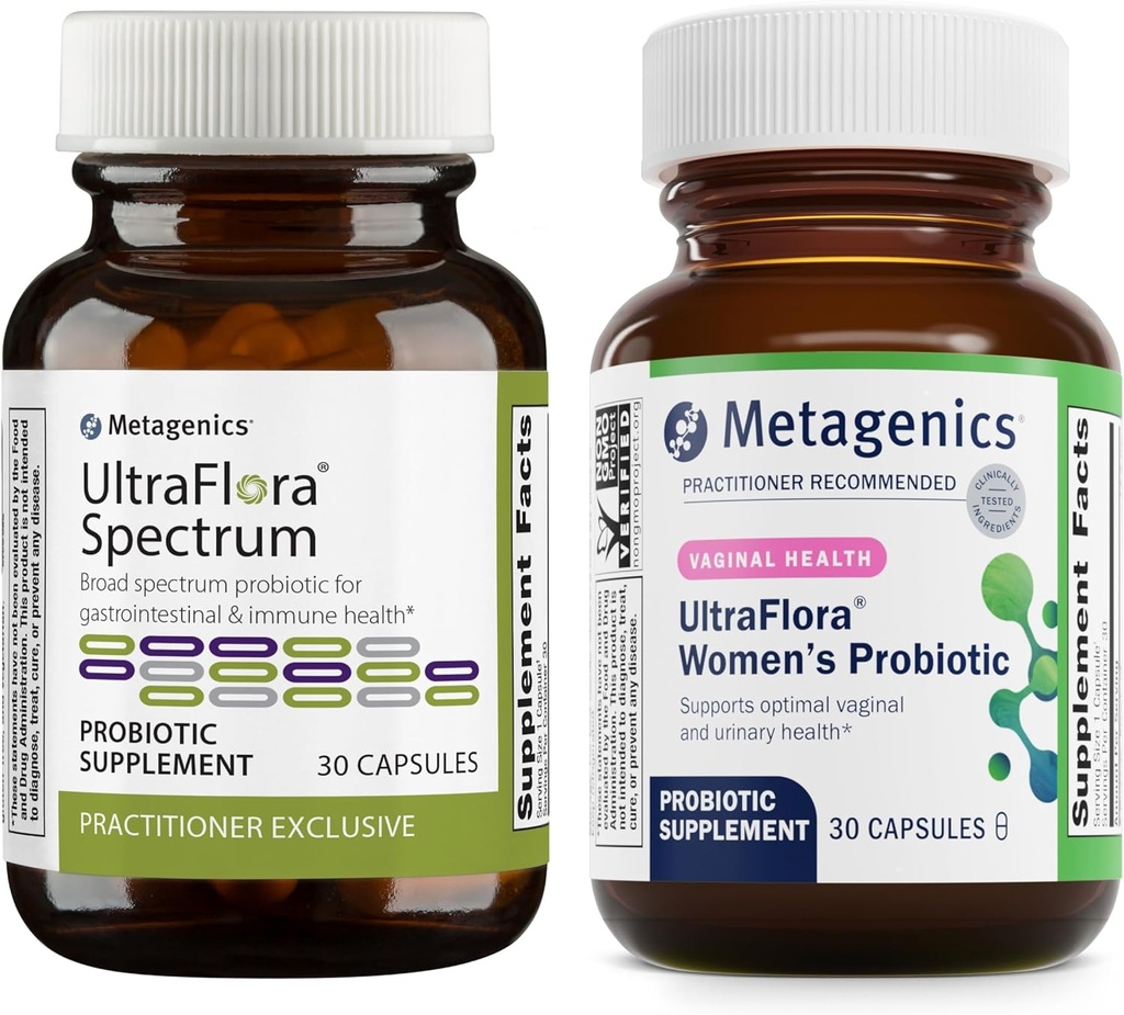 Metagenics Bundle - UltraFlora Spectrum (30 conteo) " UltraFlora Women's (30 conde) - para la salud digestiva, inmune " Vaginal Health