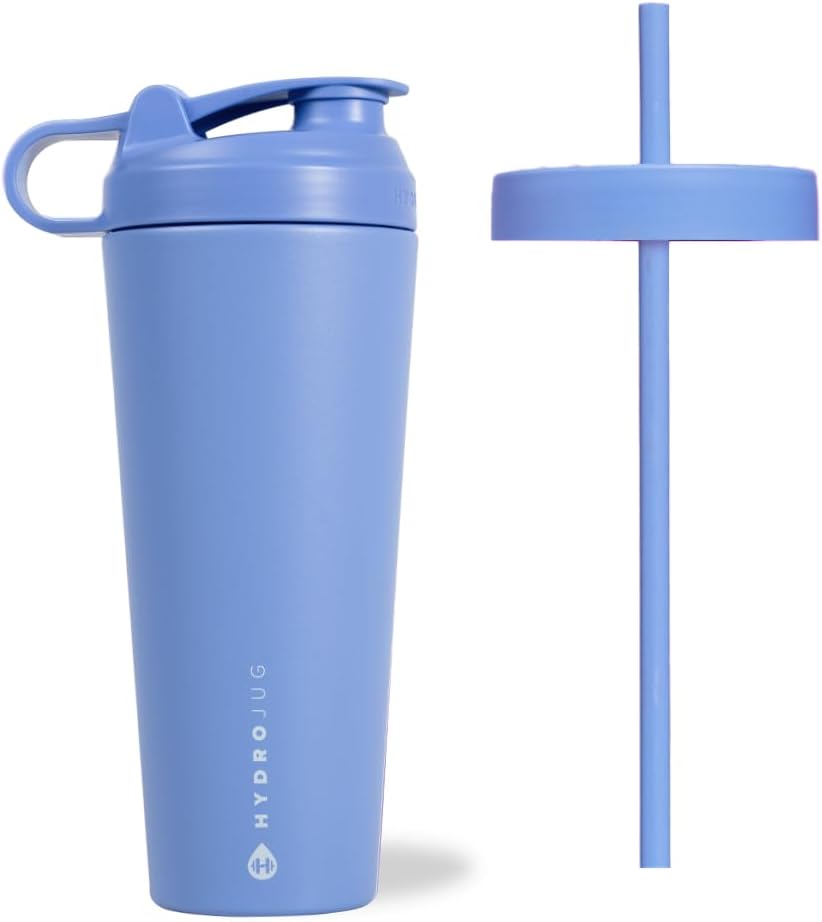 Copa de acero inoxidable de HydroJug 24oz - Perfecto para sacudidas de proteínas, bebidas de pre-entrenamiento, café helado - Easy Blending, aislado de vacío, sujetador de taza compatible, BPA Gratis - Mantiene tiempo para horas