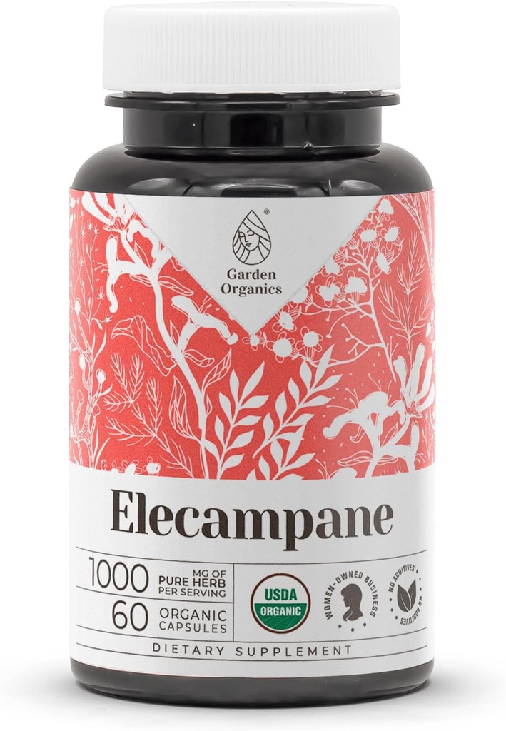 Elecampane USDA Organic 60 Capsules ← Suplemento Natural de Alta Potencia Silencio Certified Organic Vegetarian Capsules and Organic Elecampane (Inula Helenium) Dried Root (60 Capsules)
