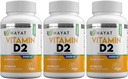 HAYAT Vitamins Vegan Natural Vitamin D 2400 IU, D2, Certified Halal (Pack of 3)