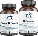 Diseños para la salud Vitamina D Supreme + B-Supreme Essentials Duo - 5000 IU Vitamina D3 + Vitamina K, Complejo Activo B (2 Juego de Producto)