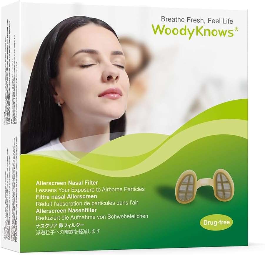 WoodyKnows 3 Filtros de Nasal con 12 pares de filtros de repuesto, modelo 2024, ayuda de alergias estacionales y de polvo (large, 3 filtros + 12 repuestos)