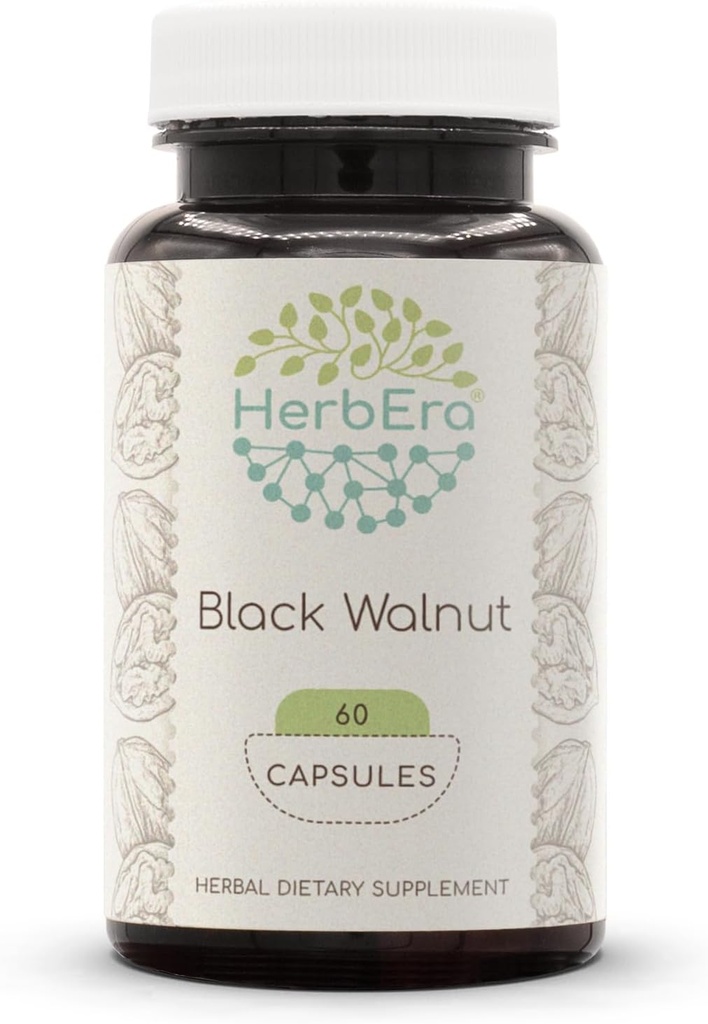 HerbEra Black Walnut 60 cápsulas, 500 mg, Black Walnut (Juglans Nigra) Dried Hull (60 cápsulas)