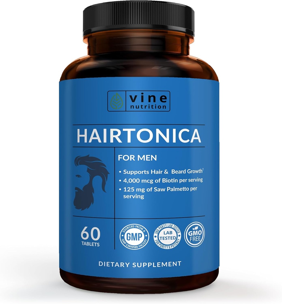 Hairtonica para Hombres – Suplemento de Crecimiento del Cabello con Biotina, Collagen & Saw Palmetto – Soporta el cabello más fuerte y salud del cuero cabelludo – DHT Blocker – 30 Day Supply