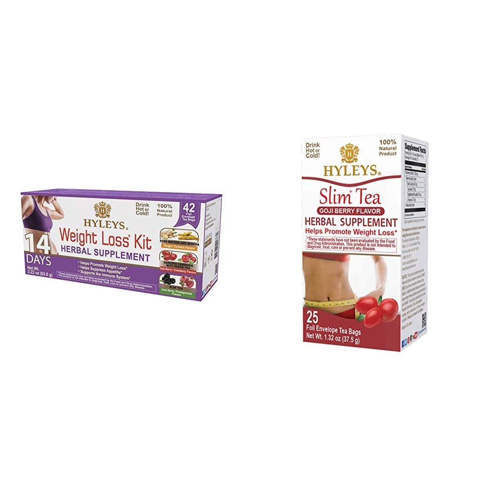 Hyleys 14 Day Weight Pérdida + Slim Tea Goji Berry Flavor - Weight Management Bundles (1 Pack)