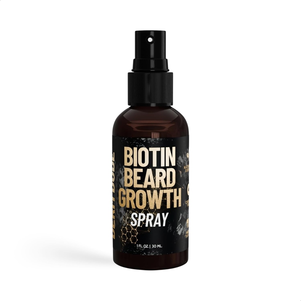 Derm Dude Biotin Beard Growth Spray for Men ← Formulado con Biotin & Bamboo Extracto para el Crecimiento del Peluquero Ø Promociona Thicker Fuller Beard ← Para un crecimiento más saludable de la barba, la novioing- 1 oz
