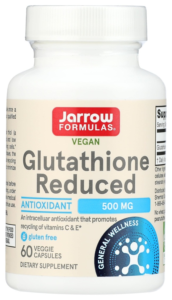 Fórmulas Jarrow Reducidas Glutathione, 60 Ct