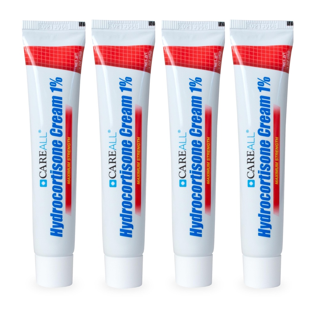 CareAll Hydrocortisone 1%, 1oz Tube (Pack of 4), Crema Anti-Itch de máxima fuerza, Alivio de picazón y enrojecimiento de Bites de Bug, Eczema, Psoriasis, Poison Ivy, Oak y Sumac