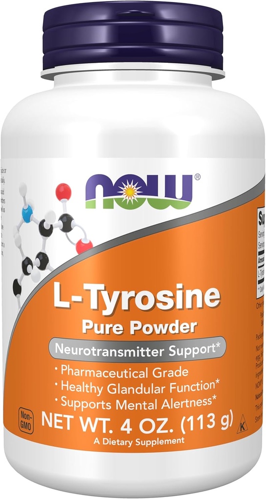 AHORA Suplementos de alimentos, L-Tyrosine Powder, Free-Form, Neurotransmitter Support*, Amino Acid, 4-Ounce