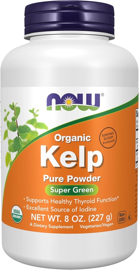 AHORA Suplementos, Kelp Powder, Certified Organic, Excelente fuente de yodo, Super Green, 8-Ounce