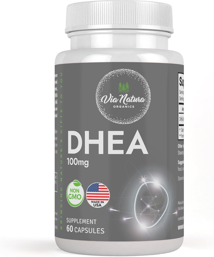 DHEA 100mg ← Non-GMO Silencio Gluten Suplemento gratuito Silencio 60 cápsulas