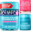 MAREE Bundle - Vitamina B1 Thiamine Gummies, Lip Mask, Face Moisturizer - A, E, D, C Vitaminas - Colagen &amp; Hyaluronic Acid, Retinol- Complex for Skin, Nails, Hair - Mascarilla para Lips secos - Anti-Aging Cream