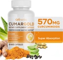 Cumargold 570mg Curcuminoids Turmeric Curcumin Suplemento con Piperina, Licorice Root &amp; Aloe Vera - High Potency Natural Wellness Capsules (30 Conde)