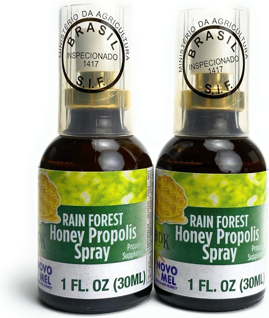 Brazilian Green Bee Propolis and Rain Forest Honey Oral Spray, 2 Bottle Pack