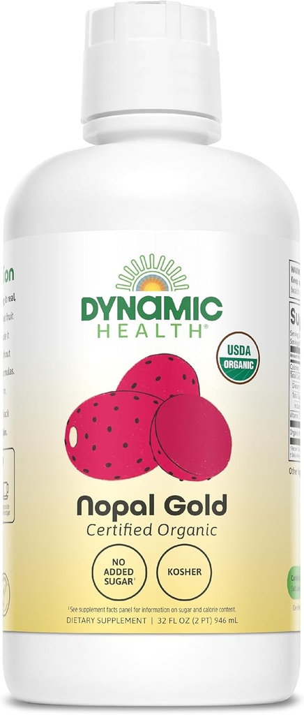 Dinámica de Salud Nopal Oro, Orgánica, No Aditivos, Antioxidante Apoyo, Vegan, Gluten Gratis, No GMO, 32 Fl oz