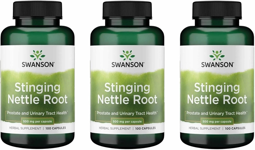 Swanson Stinginging Nettle Root (Urtica Dioica) - Suplemento Herbal - (100 cápsulas, 500 mg) (3 Pack)