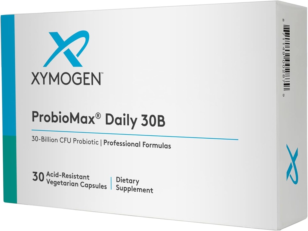 XYMOGEN ProbioMax Daily 30B - Vegetariano, Dairy &amp; Gluten Probióticos Gratuitos para la Salud Digestiva - Suplementos Probióticos de Mujeres y Hombres - Anteriormente ProbioMax Daily DF (30 cápsulas)