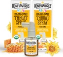 HoneyWorks Kids Throat Spray for Sore Throat Relief, 1 Oz (Pack of 2) Soothing Non-GMO USDA Organic Dark Honey + Zinc, Fast-Acting Relief, 12 meses+