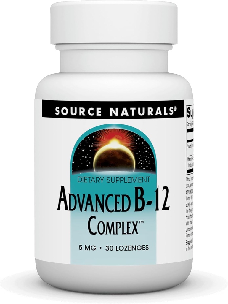 Fuente Naturales Imagen de producto Complejo avanzado B-12,Promotes Metabolismo de ácido fólico normal*, 5 MG - 30 Lozenges