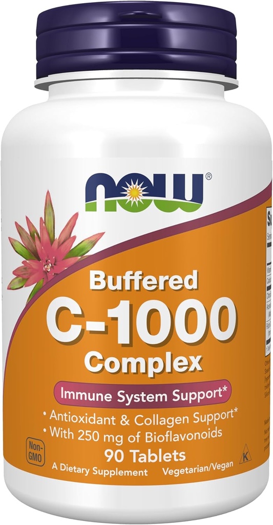 AHORA Suplementos, Complejo Vitamina C-1000 con 250 mg de Bioflavonoides, Protección de Antioxidantes*, 90 Tabletas