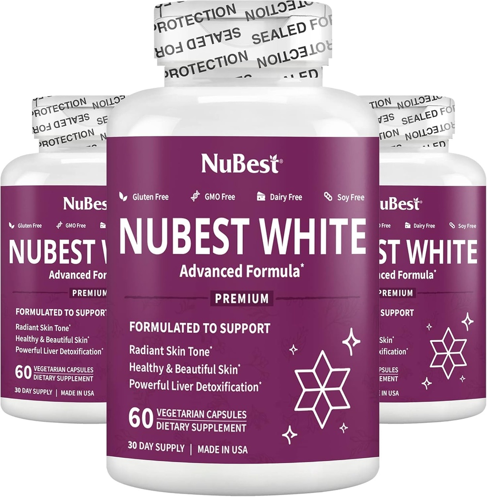 NuBest White - apoya la piel hermosa y radiante con Glutathione, extracto de esteto de leche, L-Cysteine, hierbas preciosas y vitaminas (3 Pack)