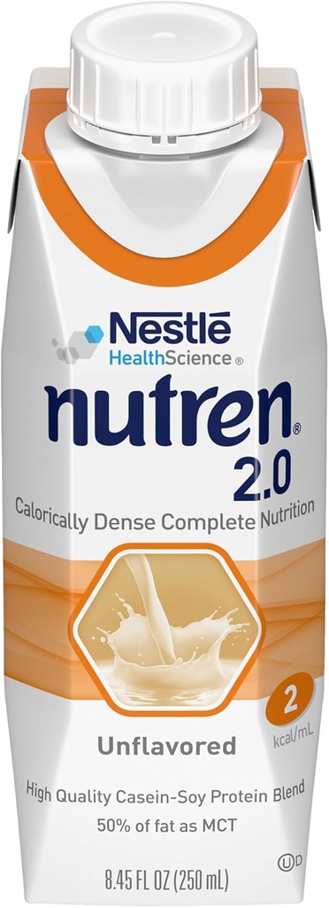 Nutren (2,0 kcal/mL) Tubo Calóricamente-Dense Feeding Fórmula, Desflavorado, 8.45 Fl Oz o 250 mL (Pack of 24)
