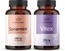 HerBAMAMA Spearmint y Vitex Kit - Bundle of 1000 mg Spearmint Leaf &amp; Vitex Chasteberry Capsules - Vegan, Non-GMO, Gelatin-Free - 2 Pack