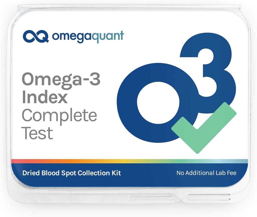 Omega Quant Omega-3 Índice Completo - Completa Fatty Acid Profile Blood Test Kit ← Incluye - Omega-3s, Omega-6s, grasas saturadas, grasas monoinsaturadas, grasas trans soportadas Ø 1 Completa Inicio Kit