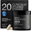 Toniiq Mens Probiótico con 20 Strains Verificados – 200 Bilion CFU + 200 mg FOS Prebiótico – Mens Probióticos para Gut Health - Cold-Chain & Release-Lab-Tested Synbiotic Formula