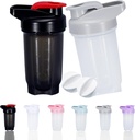 Shaker Bottle Protein Shakes Cup y 10 onzas/300ML ShakerBottle con Whisk Balls, Protein ShakerBottles Set, plástico no BPA (Black+Grey(2PCS))