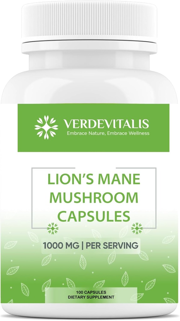 Cápsulas Mane de León - Suplemento diario de Mushroom para la memoria, Focus " Clarity - Cápsulas de Booster Cerebro para el apoyo a la salud cerebral - Hecho en EE.UU. - 100 cápsulas
