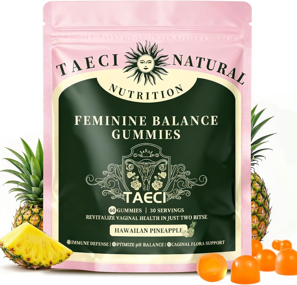 Premium Feminine Balance Gummies for Women's Health – Hawai Pineapple Flavor, soporta Vitality & Gut Health (New Packaging)