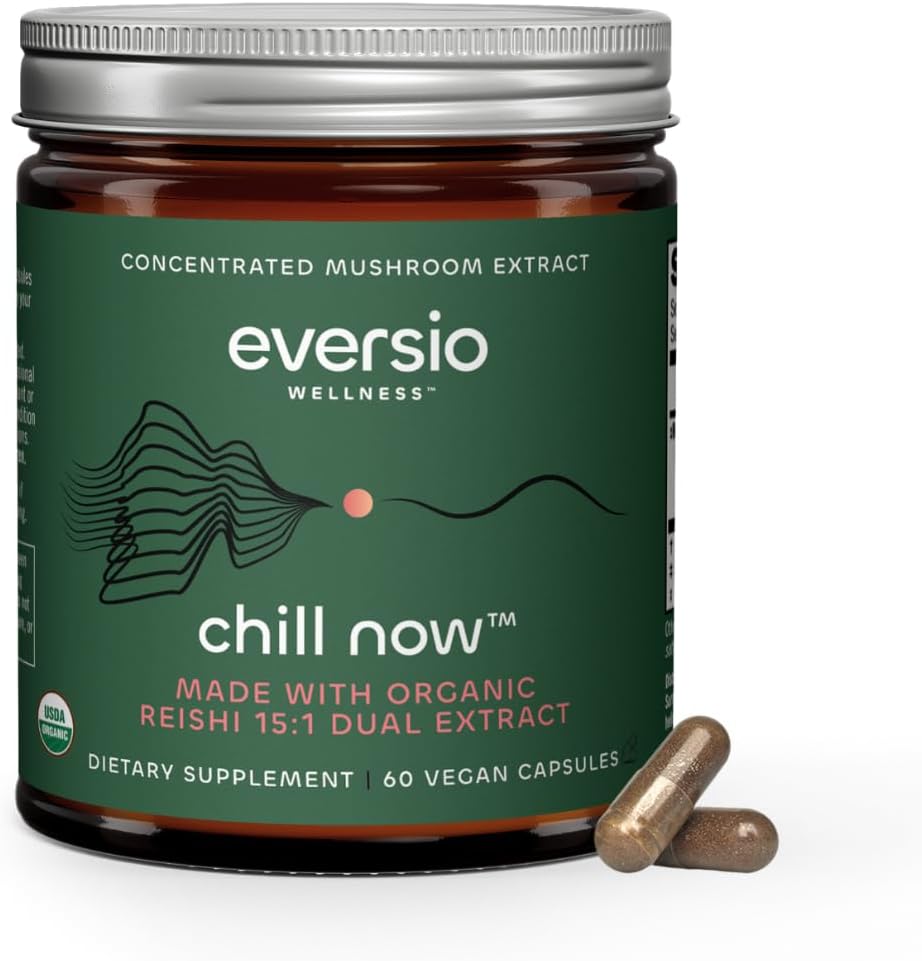 CHILL Now Organic Reishi Mushroom Suplemento - 15:1 Reishi Dual Extract in 60 Vegan Capsules (250 mg)
