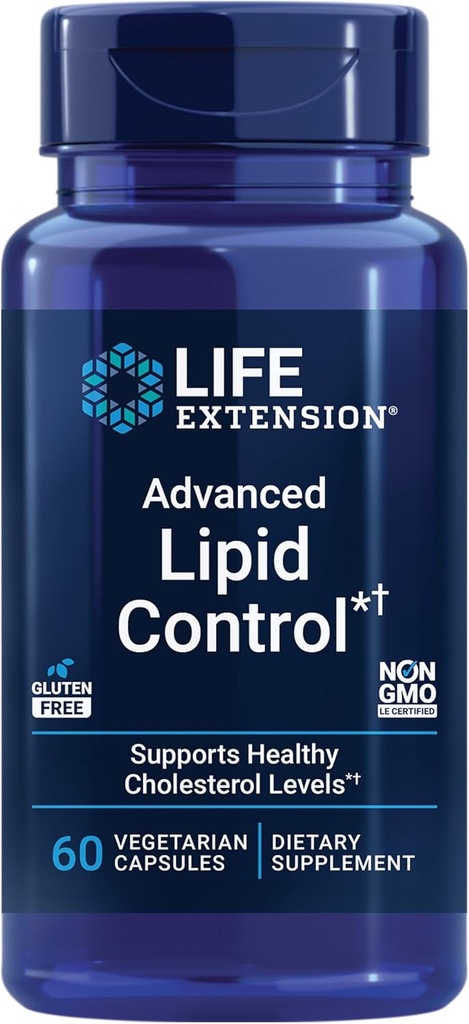 Life Extension Advanced Lipid Control, amla Extract, Indian Gooseberry, Heart Health, endothelial Health, Vegetarian, Gluten-Free, 60 cápsulas