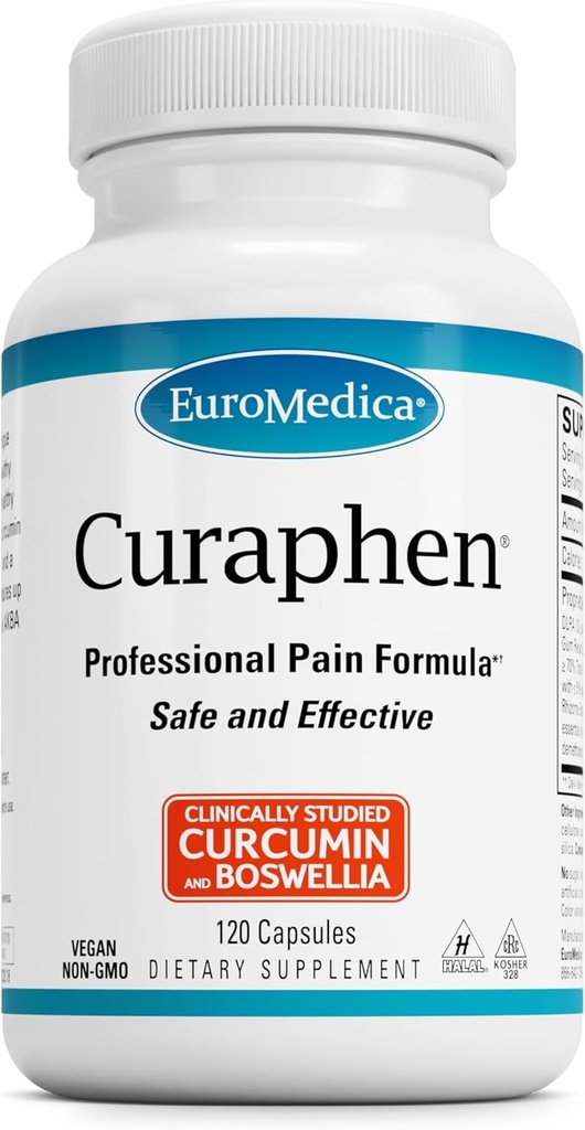 EuroMedica Curaphen - Suplemento de la Curcumin para la Circulación " Apoyo al Endorfin - Apoyo para el trastorno ocasional - Auxiliar a los músculos sanos - 120 cápsulas