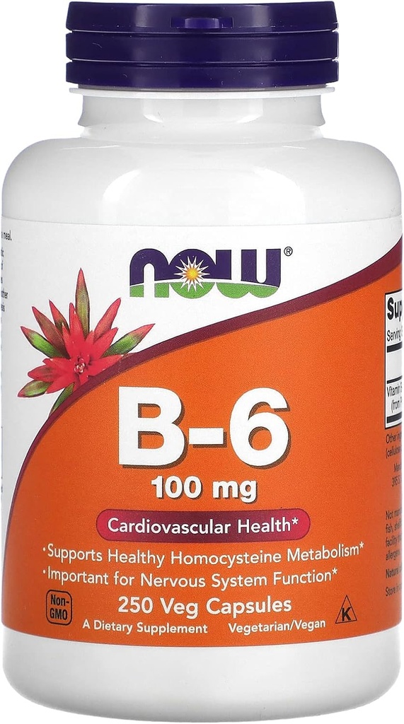 AHORA Alimentos B-6, 100 mg, 250 cápsulas de verduras