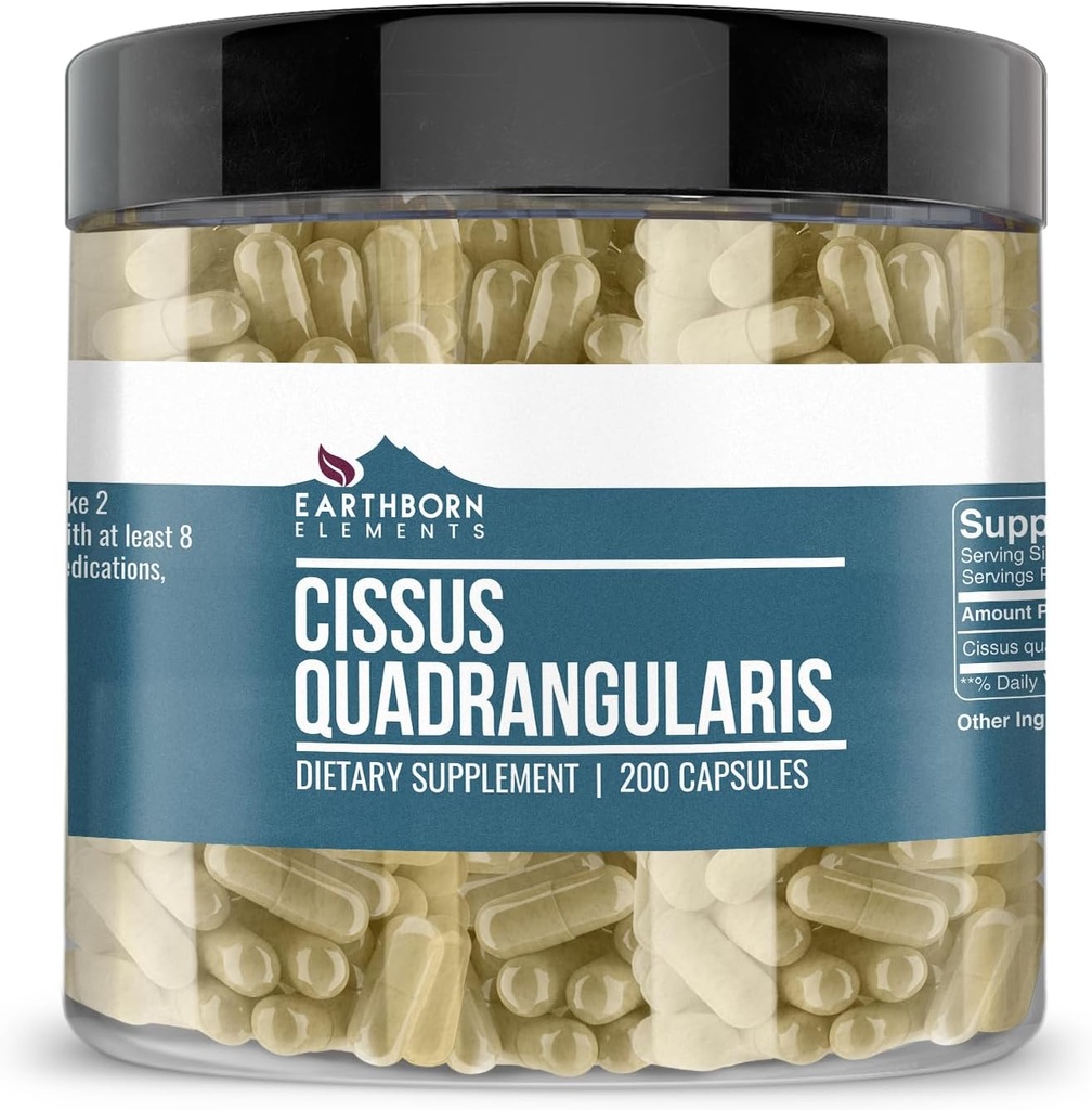 Elementos terrestres Cissus Quadrangularis 200 capsules, Puro " Undiluted, No Additives
